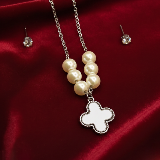 Four-Leaf Pearl Clover Set $_0068 (Golden-White)