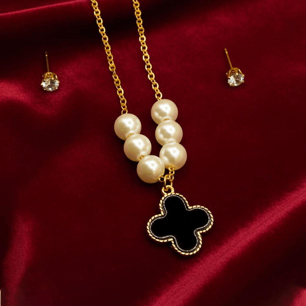 Four-Leaf Pearl Clover Set $_0068 (Black-White) - MAWKLUXORA