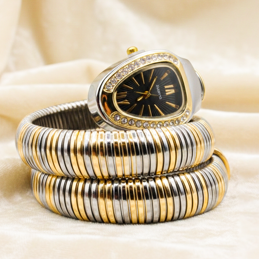 Eternal Noir Silver-Golden Snake Watch EXP-0113