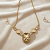 Oval Statement Nacklace Set $_0067 (Golden-White) - MAWKLUXORA