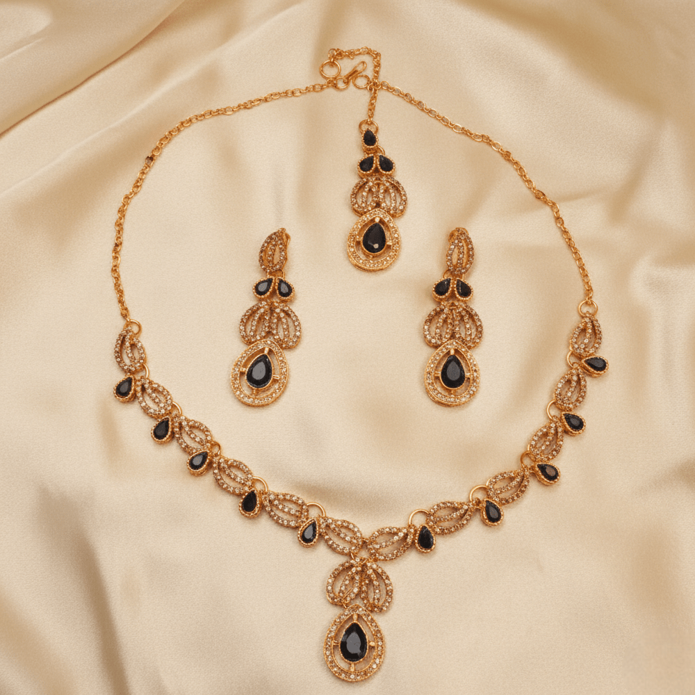 Regal Peach Blossom Nacklace Set $_0070 (Golden-Zinc) - MAWKLUXORA