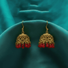 Traditional Jhumka $_0060 (Golden-Red) - MAWKLUXORA