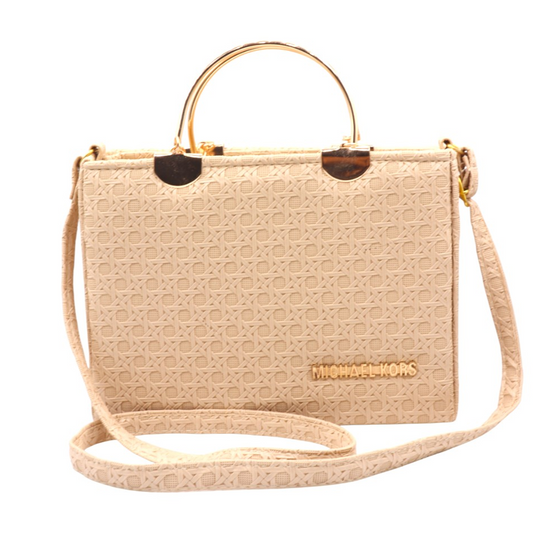 Luxury Elegant Textured HandBag RP 0104 (Golden & Skin)
