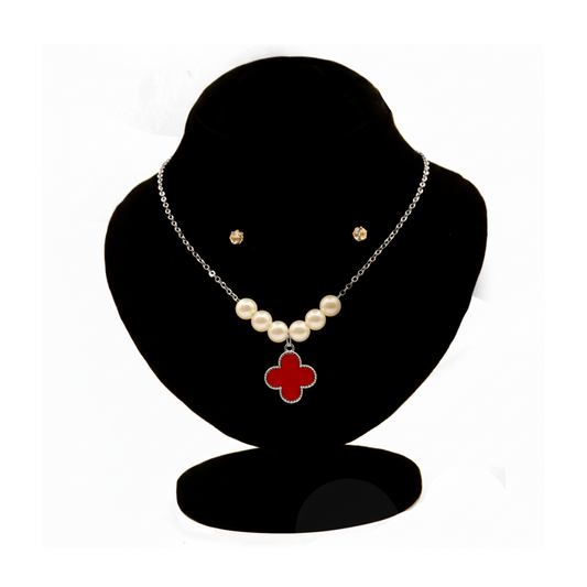Four-Leaf Pearl Clover Set $_0068 (Red-White)