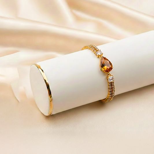 Pear Shaped Chain Barcelet $_0063 (Golden-Transperant-Yellow)
