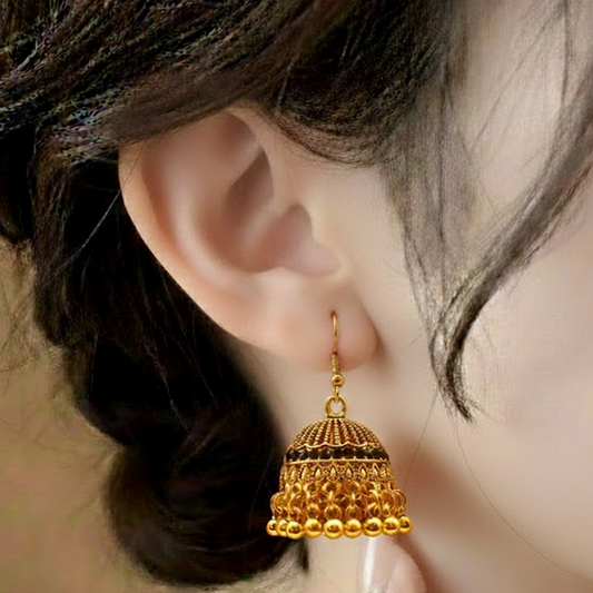 Traditional Jhumka $_0058 (Golden-Black)