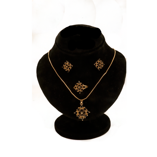 Golden & Black Petal Jewelry Set ¥-0017 (Golden-Black)