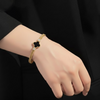 Shiny zircon lucky clover stacked bracelet $_0061 (Golden-Black)