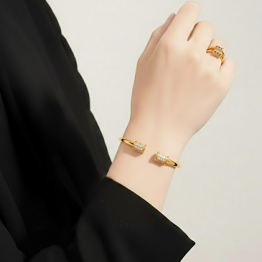 Cuff-Bracelet with rings $_0046 (Golden)