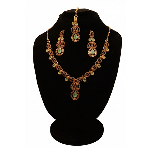 Regal Peach Blossom Nacklace Set $_0070 (Golden-SeaGreen)