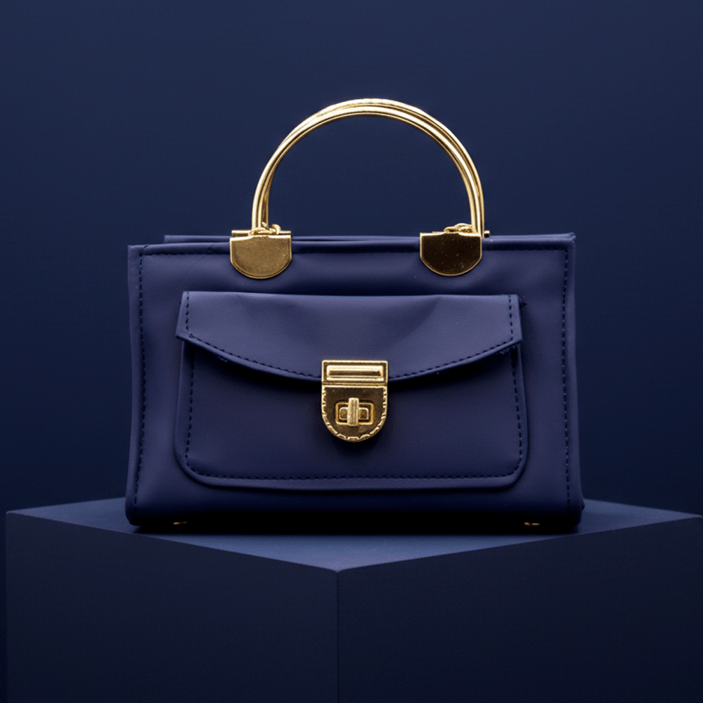 Navy Blue Minimalist Handbag RP 0110 (Blue Golden) - MAWKLUXORA