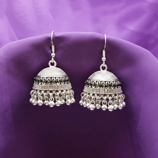 Traditional Jhumka $_0058 (Silver-Black)