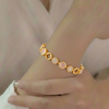 Round Natural Diamond Halo Tennis Bracelet ¥-0001 (Golden-Pink)