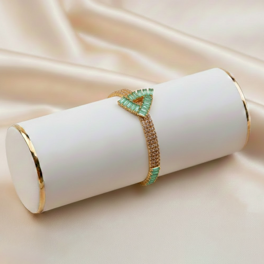 Prism Crystal Bracelet $_0062 (Golden-SeaGreeen)