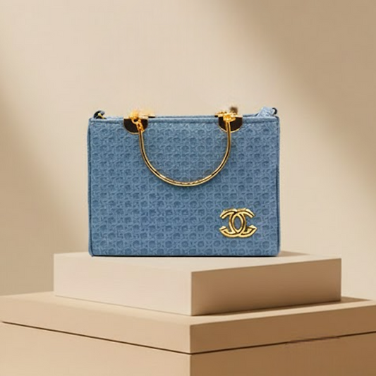 The Luxury Elegant Textured HandBag RP 0104 (Golden Grey)