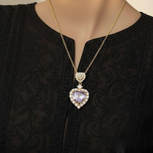 Heart Shape Zirconia Pendant TL-0081 (Golden -Silver)