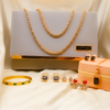 Gold Chain Shoulder Bag with Jewelry Gift  Set