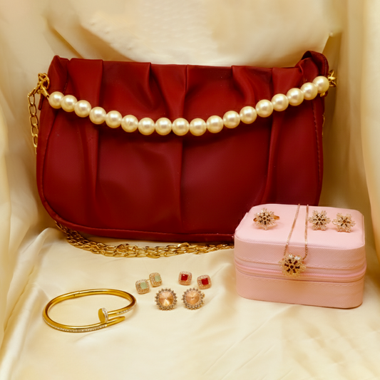 Luxury Pearl Clutch with Premium Jewelry Gift Set