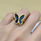 Golden Black Butterfly Ring