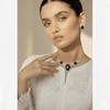 Oval Statement Nacklace Set $_0067 (Silver-Black) - MAWKLUXORA