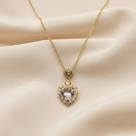 Heart Shape Zirconia Pendant TL-0081 (Golden -Silver)