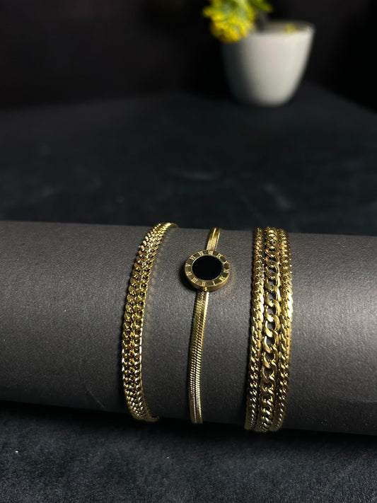 Stack of Three Trendy Daily Wear Bracelets