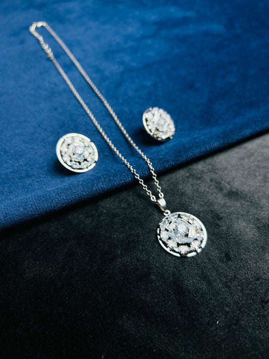 Silver Crystal Zircon Jewelry Set