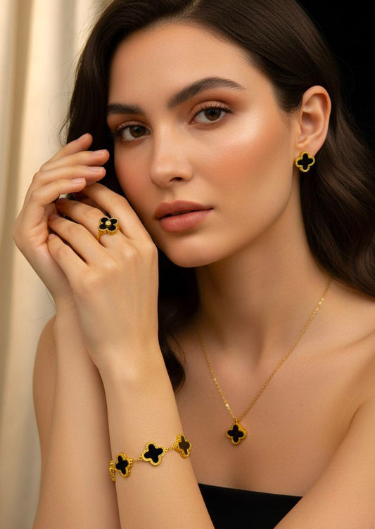 Leaf Clover Jewellery Set -With Ring