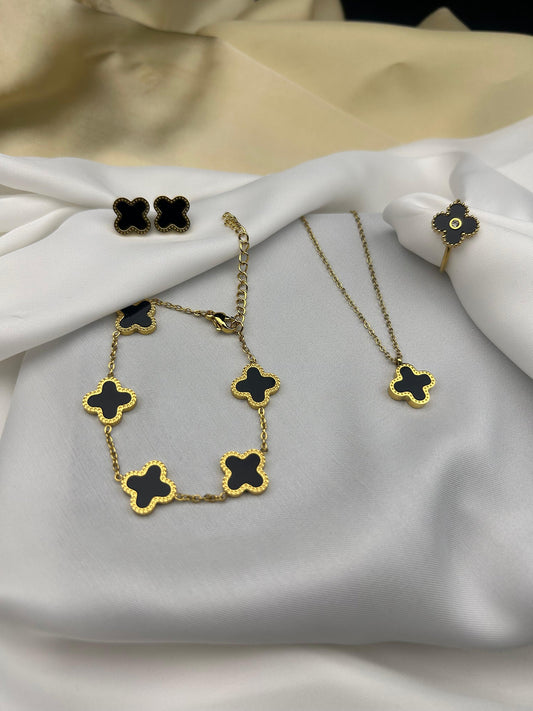 Leaf Clover Jewellery Set -With Ring