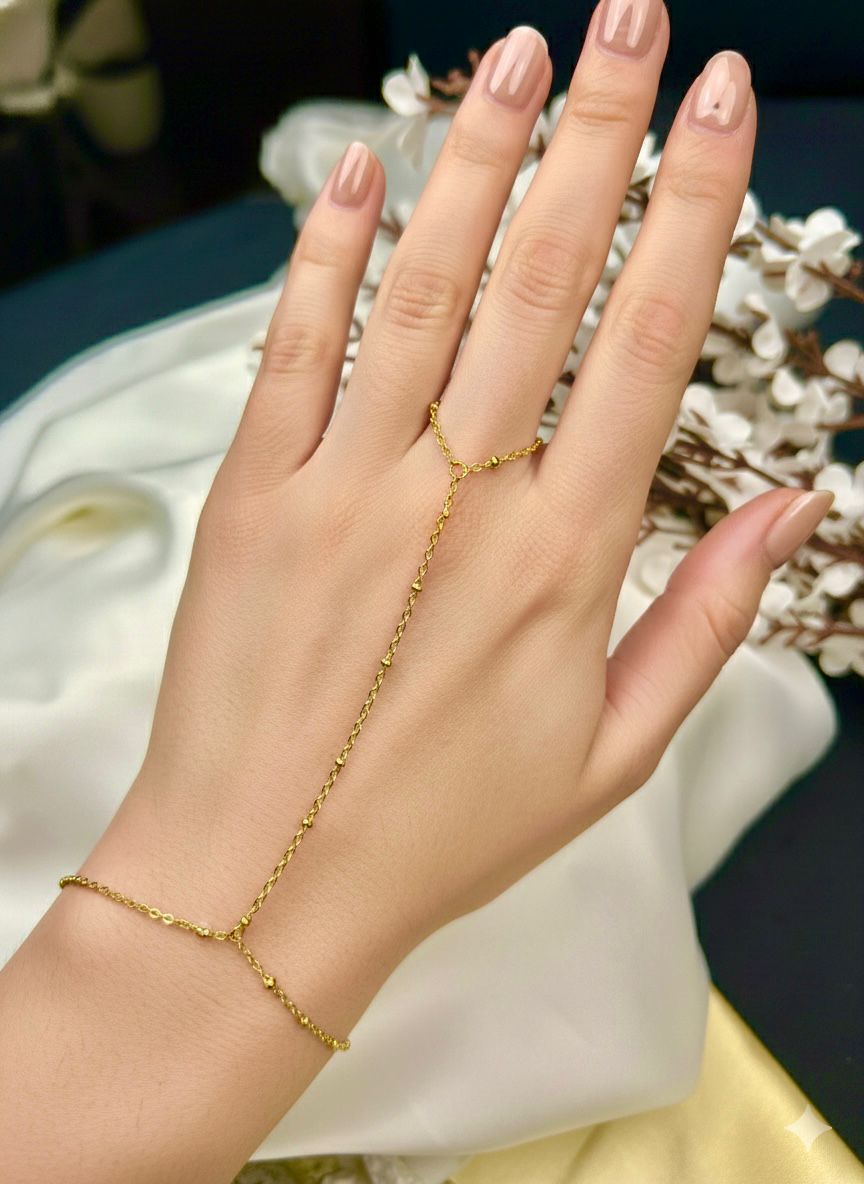 Golden Link Hand Chain Bracelet