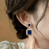 Cubic zirconia Earrings ¥-0028 (Golden-Blue) - MAWKLUXORA