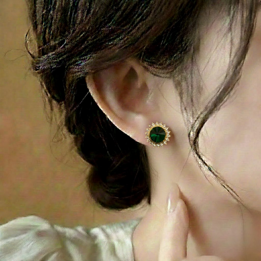 Flowral Crystal Studs ¥-0038 (Golden-Green)