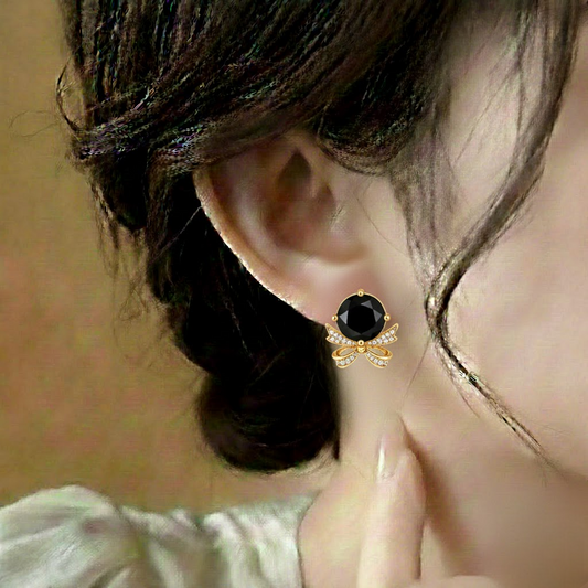 Bow & Gemstuds ¥-0032 (Golden-Black)