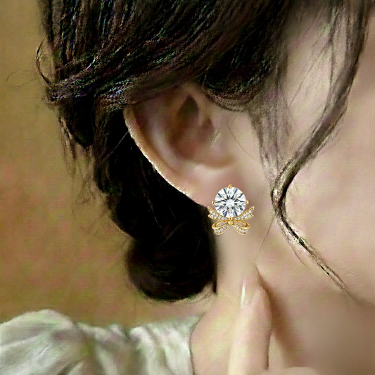 Bow & Gemstuds ¥-0032  (Golden-Transperant)