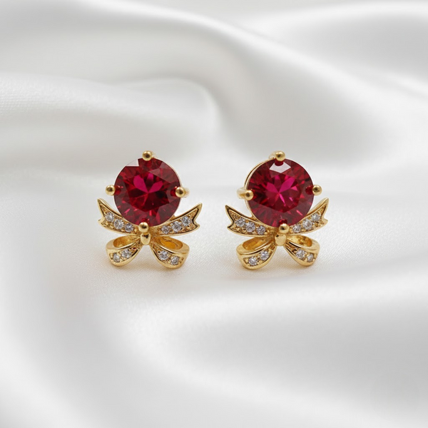 Bow & Gemstuds ¥-0032  (Golden-Red)