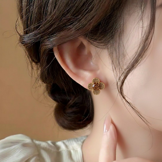 Flowral Crystal Studs ¥-0031 (Golden)