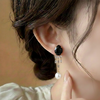 Pearl Shine Drop Hoops $_0055 (Golden-White-Black)