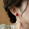 Pearl Shine Drop Hoops $_0055 (Golden-White-Red)