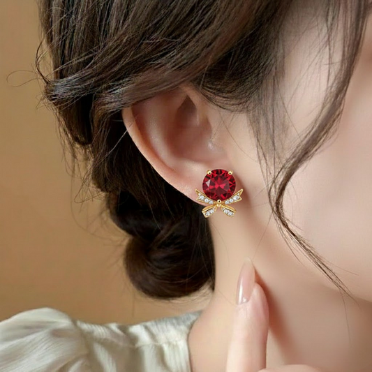 Bow & Gemstuds ¥-0036 (Golden-Red)