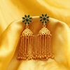 Traditional Flower Jhumka ¥-0029 (Golden-Green) - MAWKLUXORA
