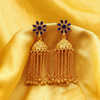 Traditional Flower Jhumka ¥-0029 (Golden-Blue) - MAWKLUXORA