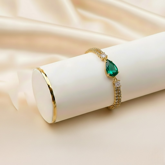 Pear Shaped Chain Barcelet $_0063 (Golden-Green)