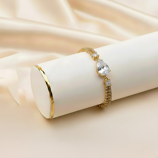 Pear Shaped Chain Barcelet $_0063 (Golden-Transperant)