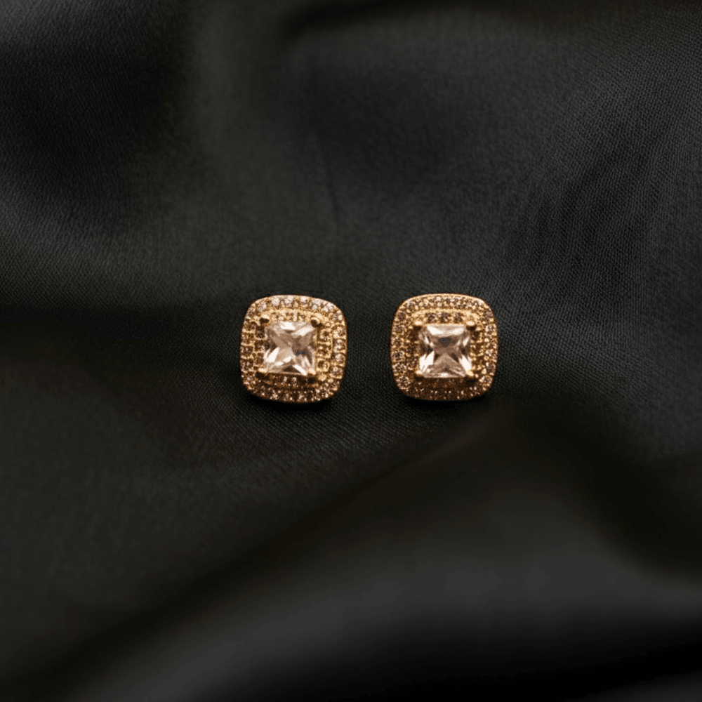 Fancy Sqaure Gemstuds ¥-0027 (Golden-Pink) - MAWKLUXORA