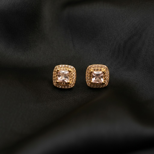 Fancy Sqaure Gemstuds ¥-0027 (Golden-Pink)